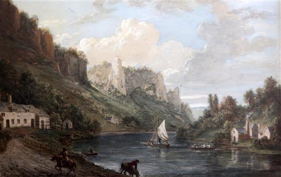 Paul Sandby RA (1730-1809) Symonds Yat on the River Wye 11.5 x 18in.